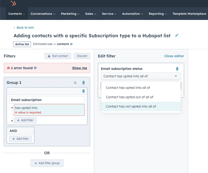 Using subscription types for outbound