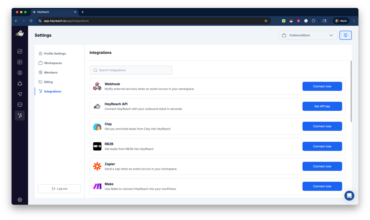 HeyReach webhook guide