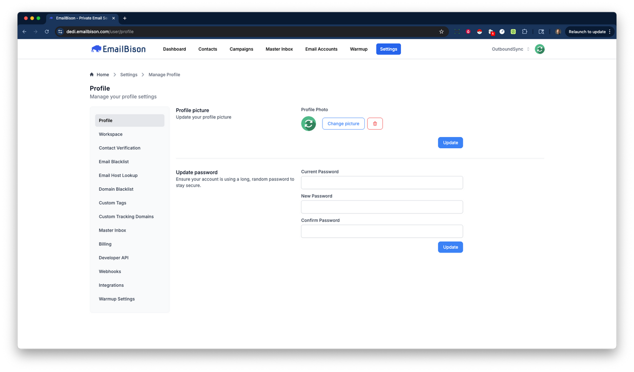 Connect your EmailBison API key