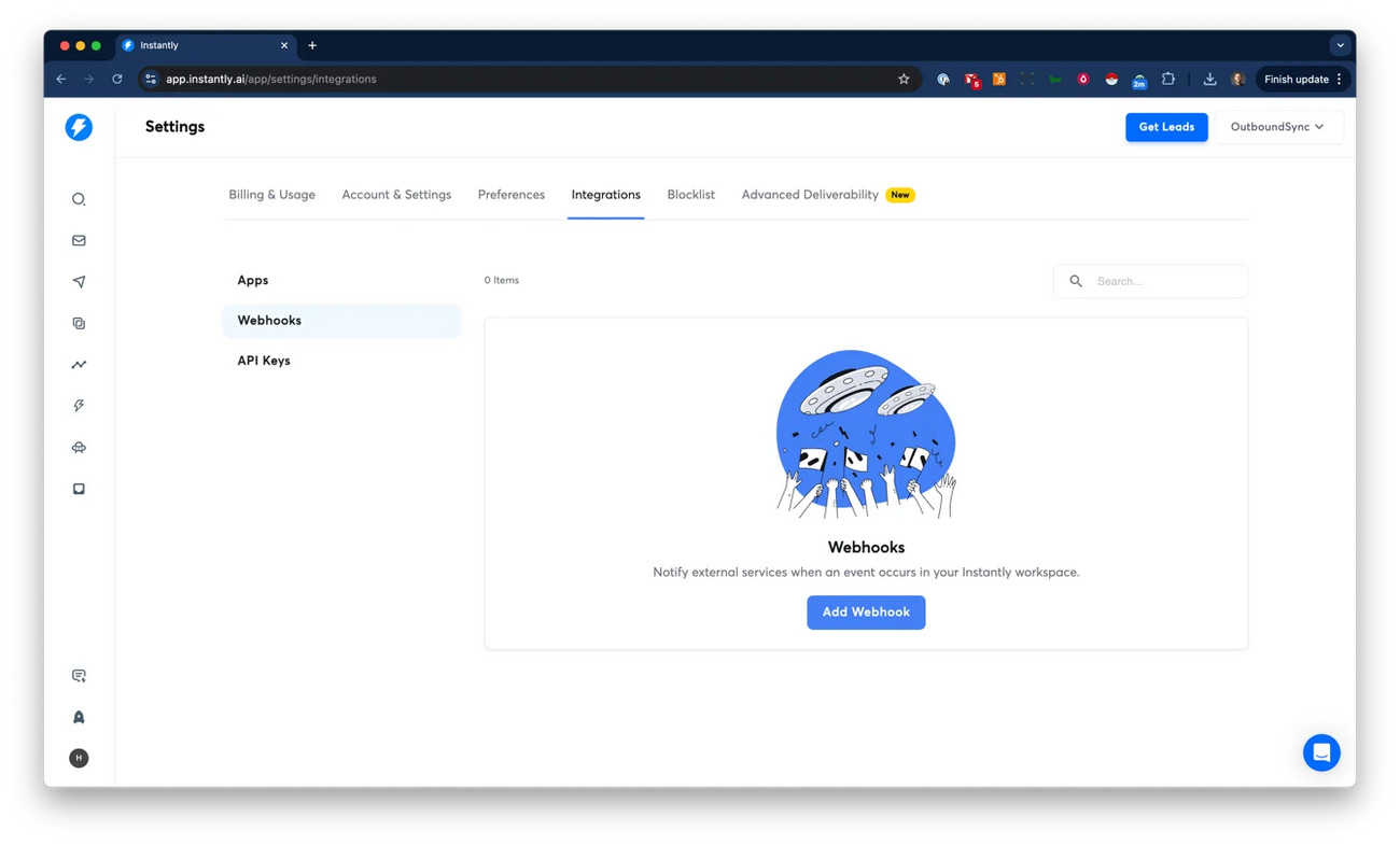 Instantly webhook guide