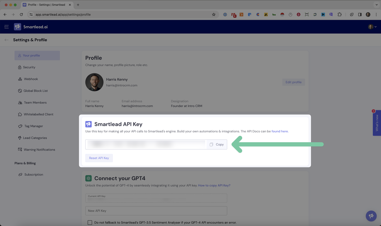 Connect your Smartlead API key