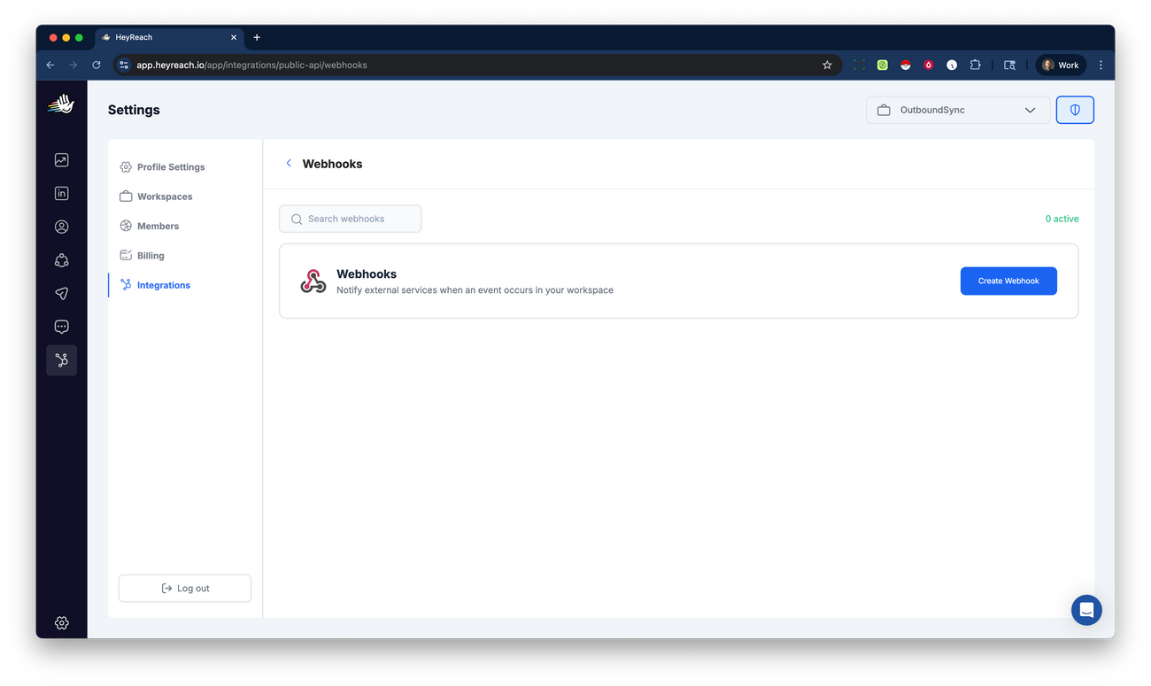 HeyReach webhook guide