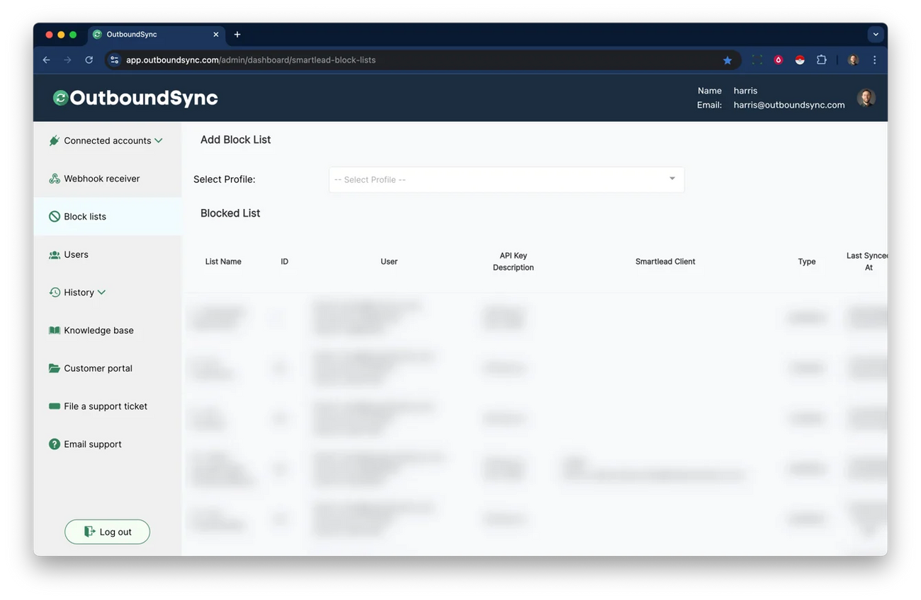 Updating block and exclusion lists