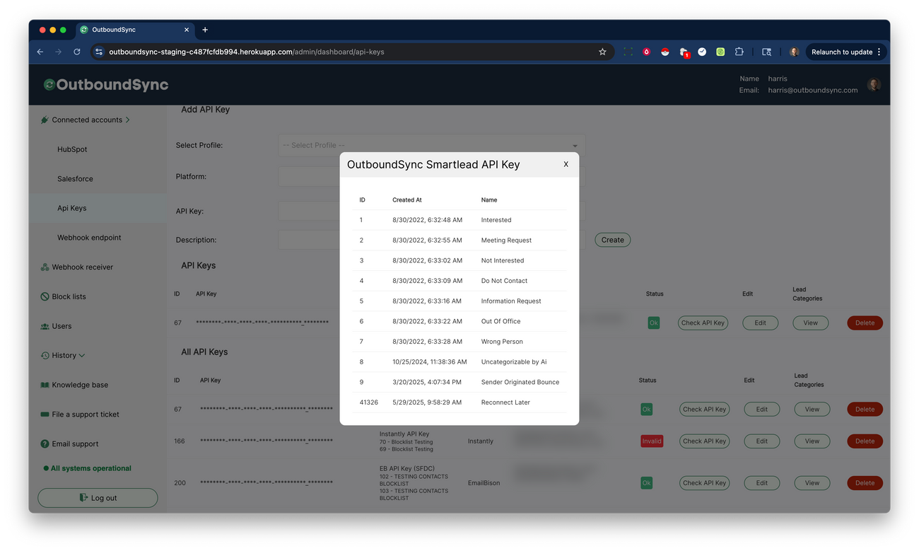 How to fetch lead categories or statuses