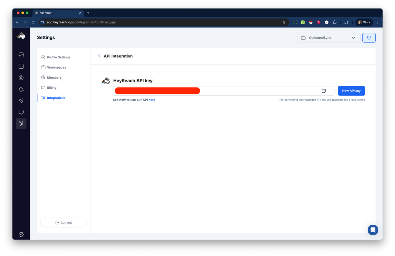 Connect your HeyReach API key