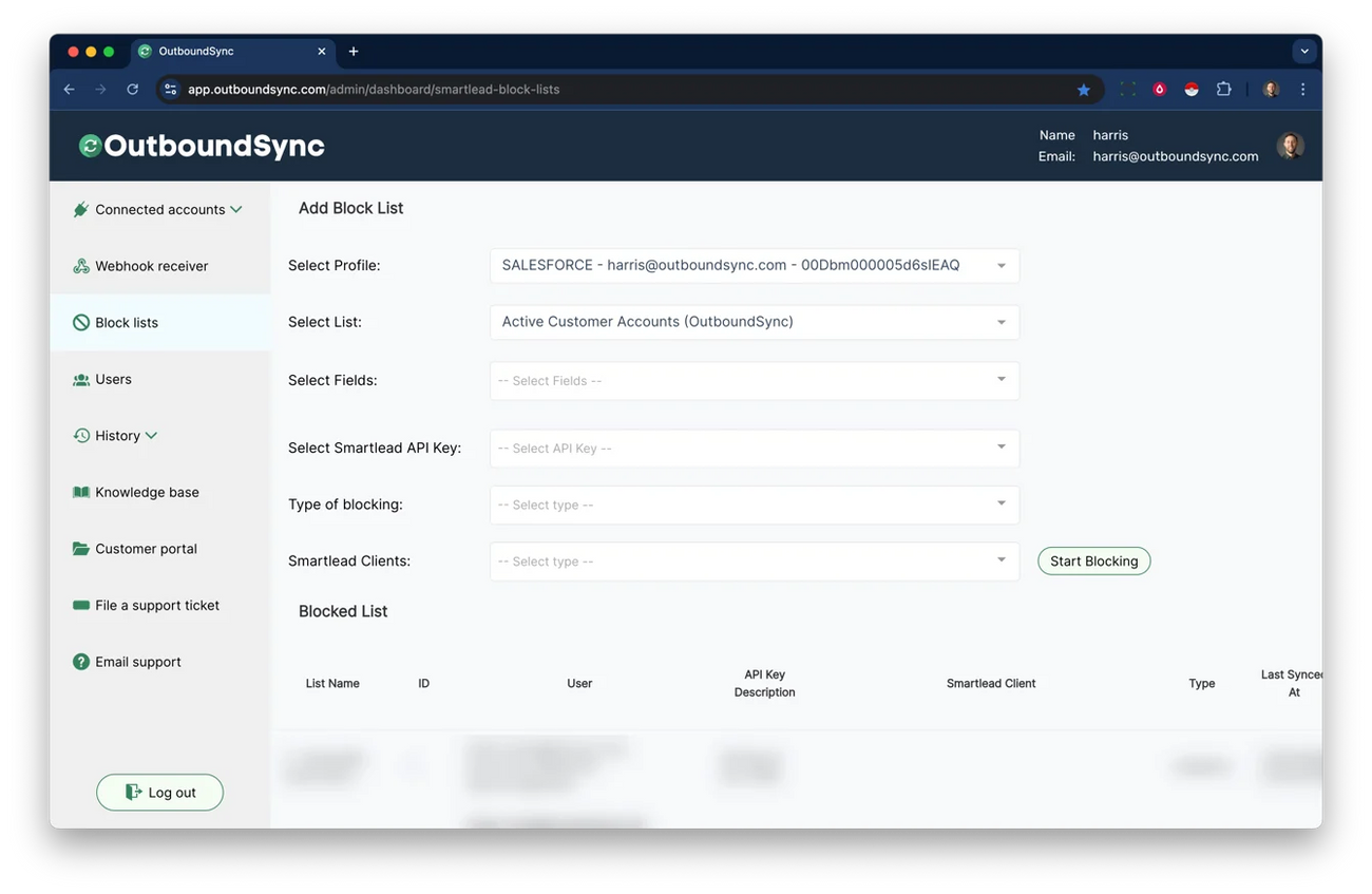 Updating block and exclusion lists