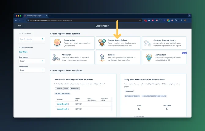How to create reports on activities