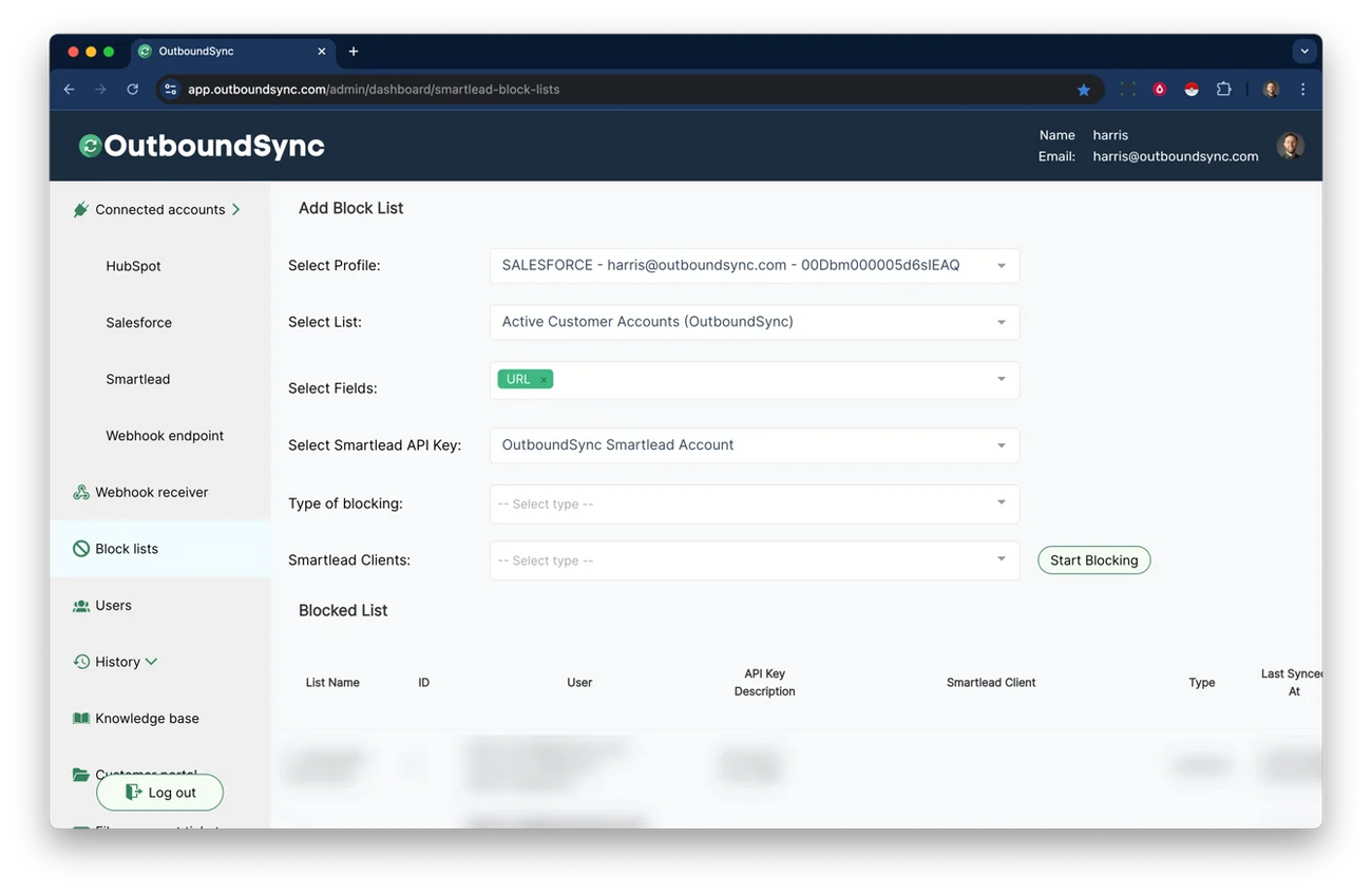 Updating block and exclusion lists