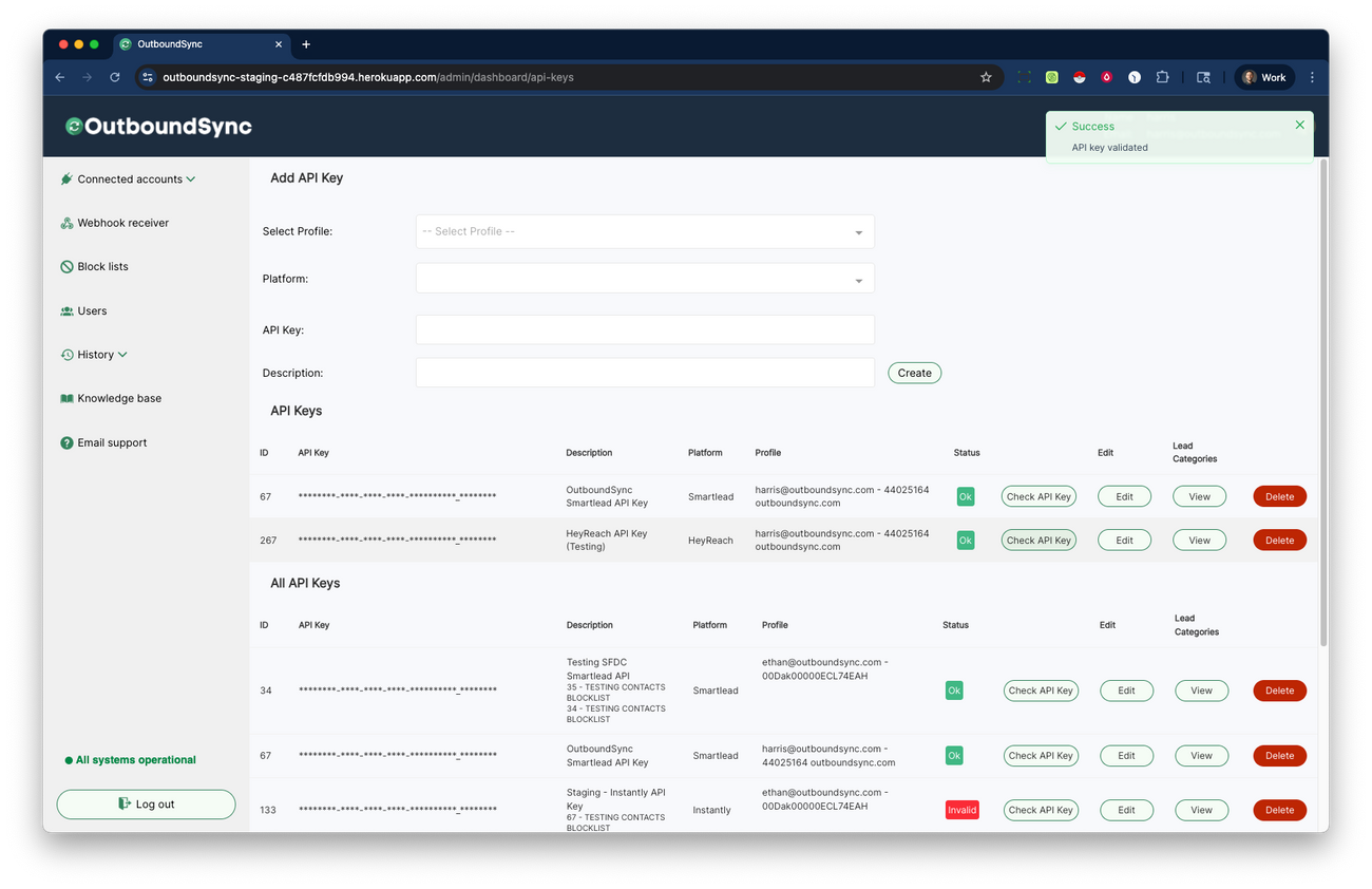 Connect your HeyReach API key