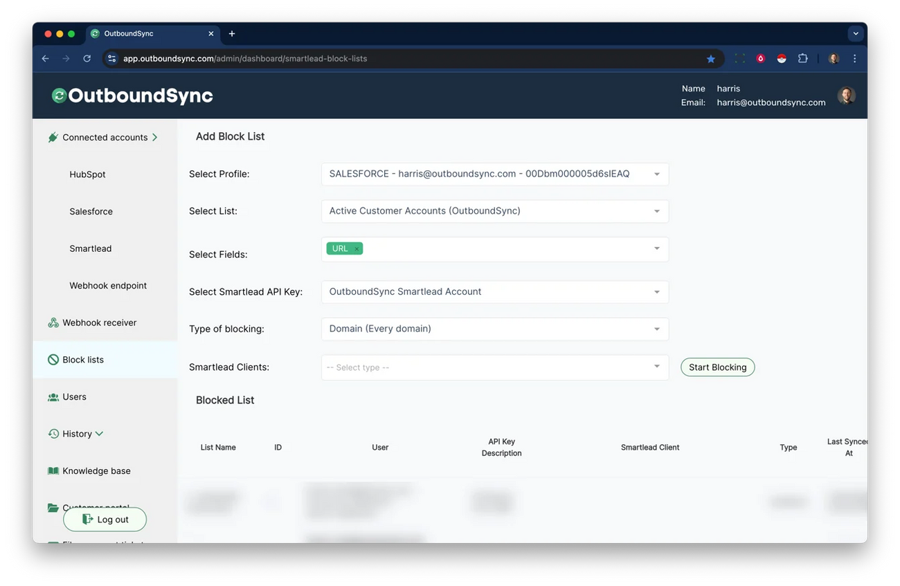 Updating block and exclusion lists