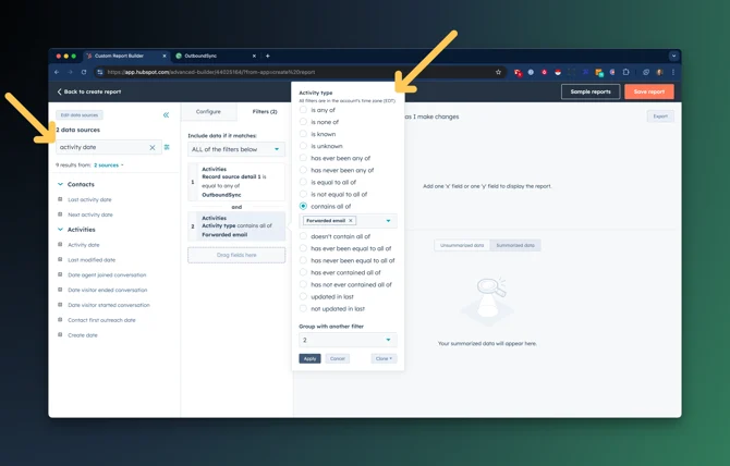 How to create reports on activities