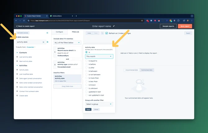 How to create reports on activities
