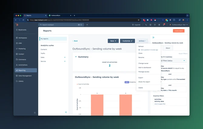 How to create reports on activities