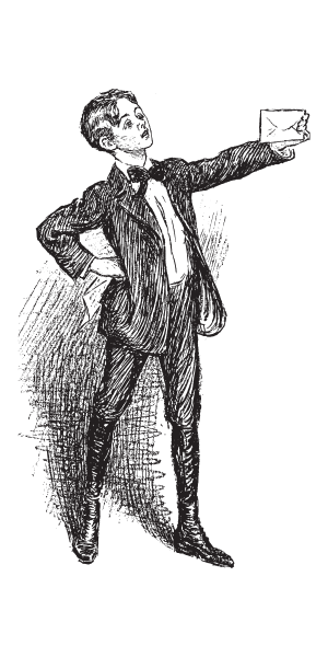 Boy holding envelope illustration