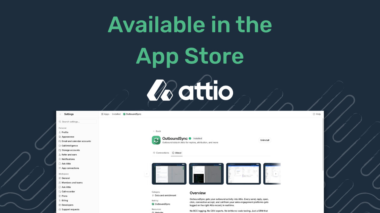 OutboundSync is now in the Attio App Store