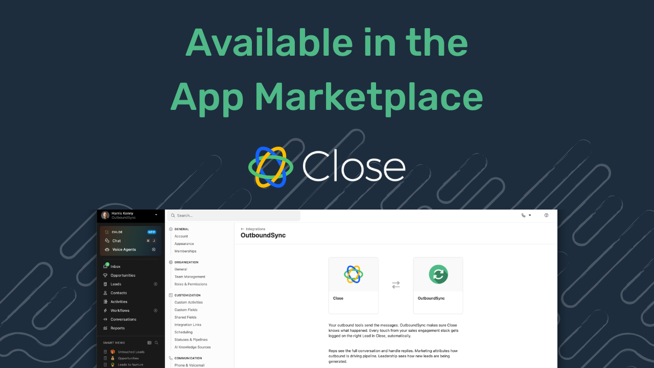 OutboundSync is now in the Close App Marketplace